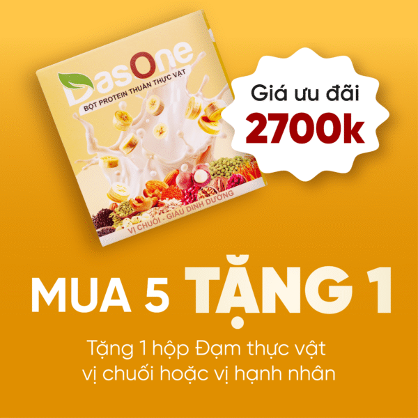 Vị Chuối Mua 5 Tặng 1<p><h5>Tặng thêm 1 hộp đạm vị chuối hoặc hạnh nhân.</h5></p>